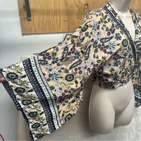 Davi & Dani wrap front kimono blouse women’s large boho paisley - Picture 5 of 8